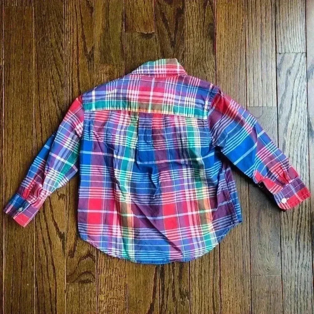Ralph Lauren Boys 12M 100% Cotton Multi-Color Plaid Button-Down Shirt - EUC! - Picture 9 of 10